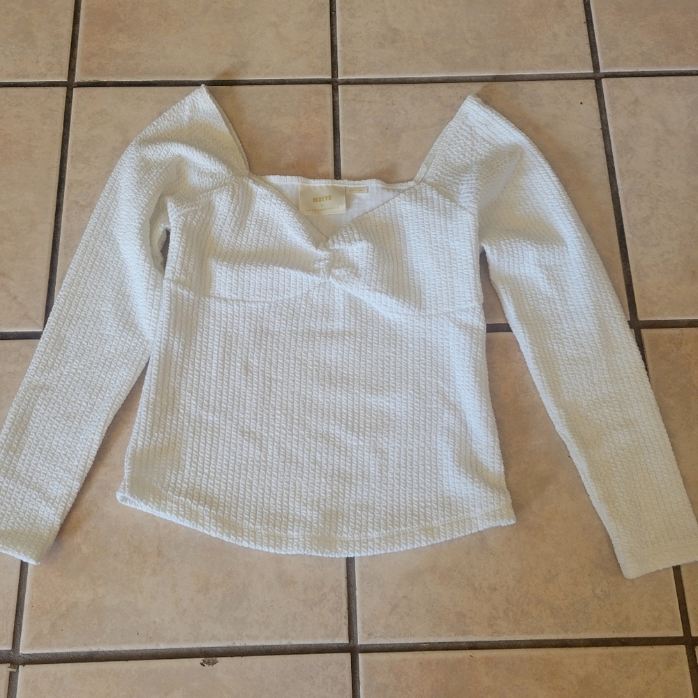 Maeve White Textured Blouse
